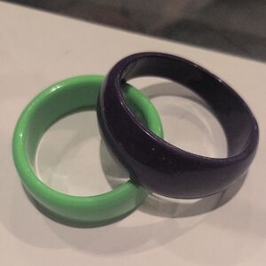 Purple and Green Resin Bangle Bracelet Set - Unbranded